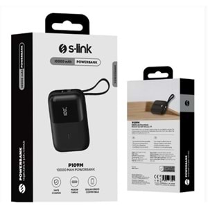 S-link P109M 10000mAh PD20W .5W Siyah LCD Taşınabilir Pil Şarj Cihazı Powerbank