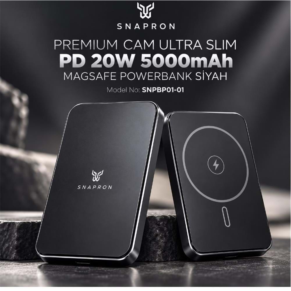 Snapron Snppb01-01 Siyah 5000 mah Pd 20W USB- C MAGSAFE Ultra Silim ( Magnetic Wireless)