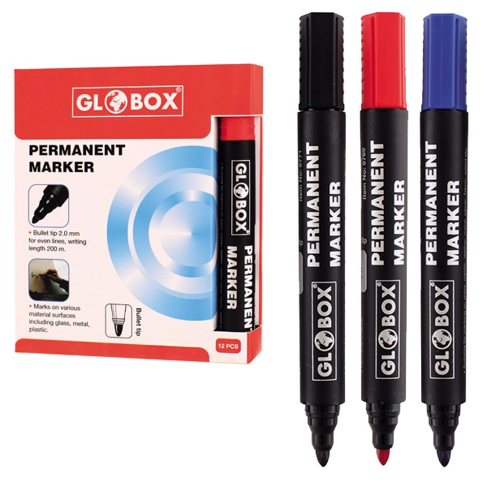 Globox Markör Permanent Yuvarlak Uç Mavi 6770 (1 Adet)