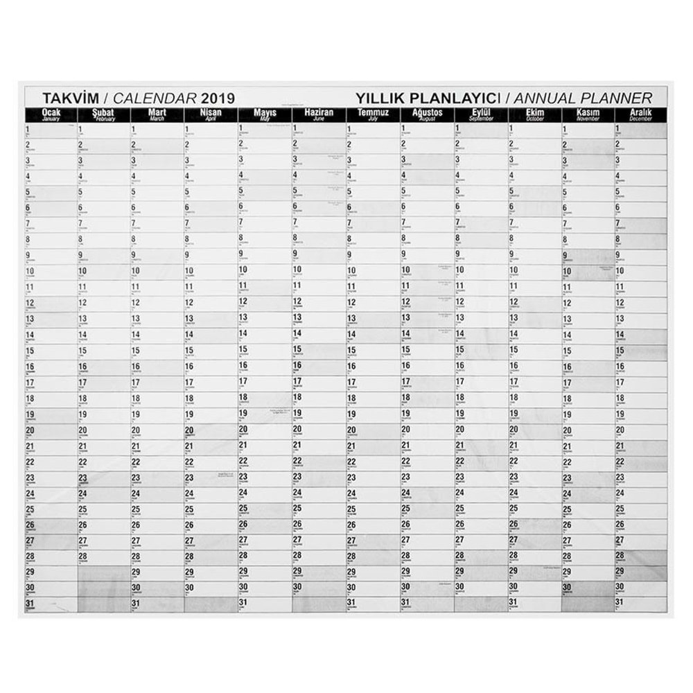 Panda Takvim Planlayıcı 120x100 CM