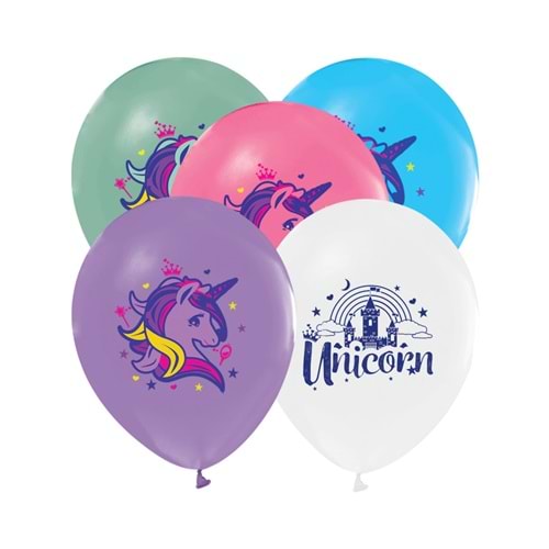 Balonevi Balon 4+1 Raınbow Unıcorn Baskılı 12