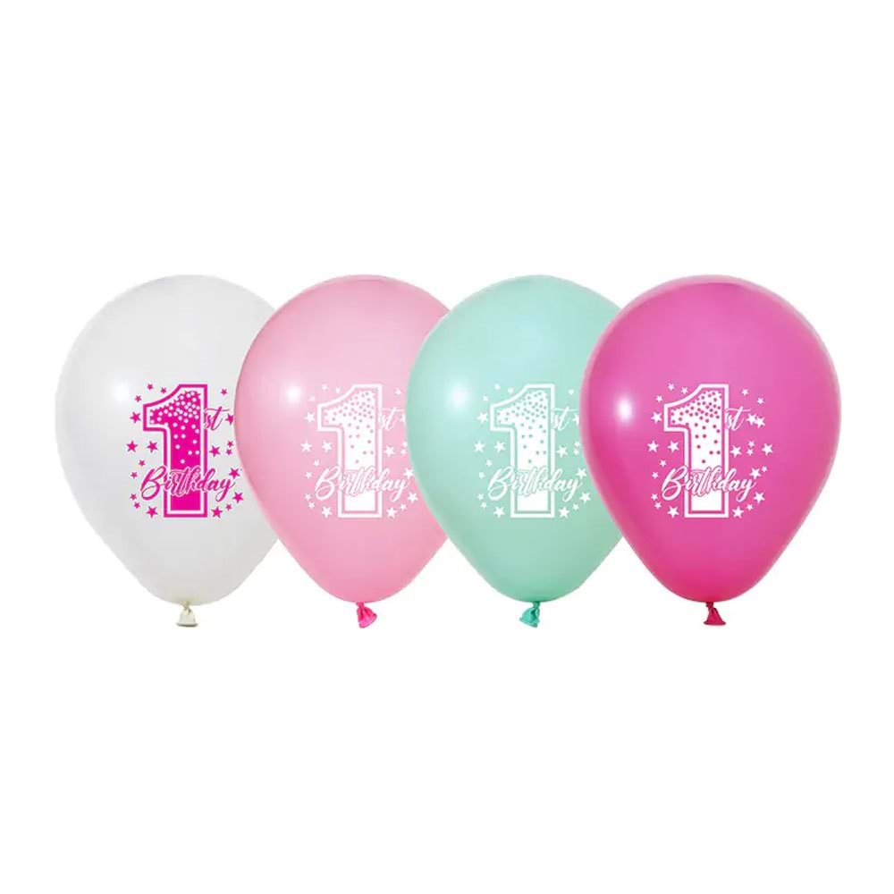 Balonevi Balon 1+1 Pink Stars Baskılı 12
