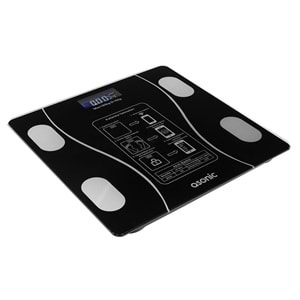 Asonic BS260 Siyah 2-AAA Pil Dijital Bluetooth Baskül (Sensör-Temperli Cam-Otomatik Sıfırlama)