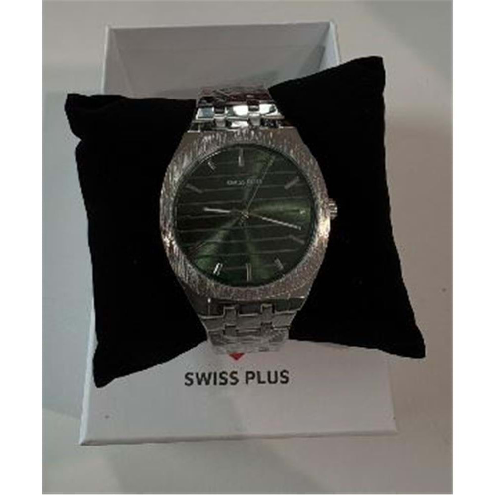 Swiss Plus Man Watch Basic Seri Model-5 ST2302AGP Green-Silver(Kol Saati)