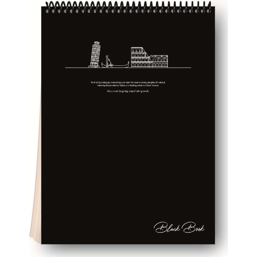 Dilman Black Book Spiralli Yan 16x22 80 YP Çizgili 6613