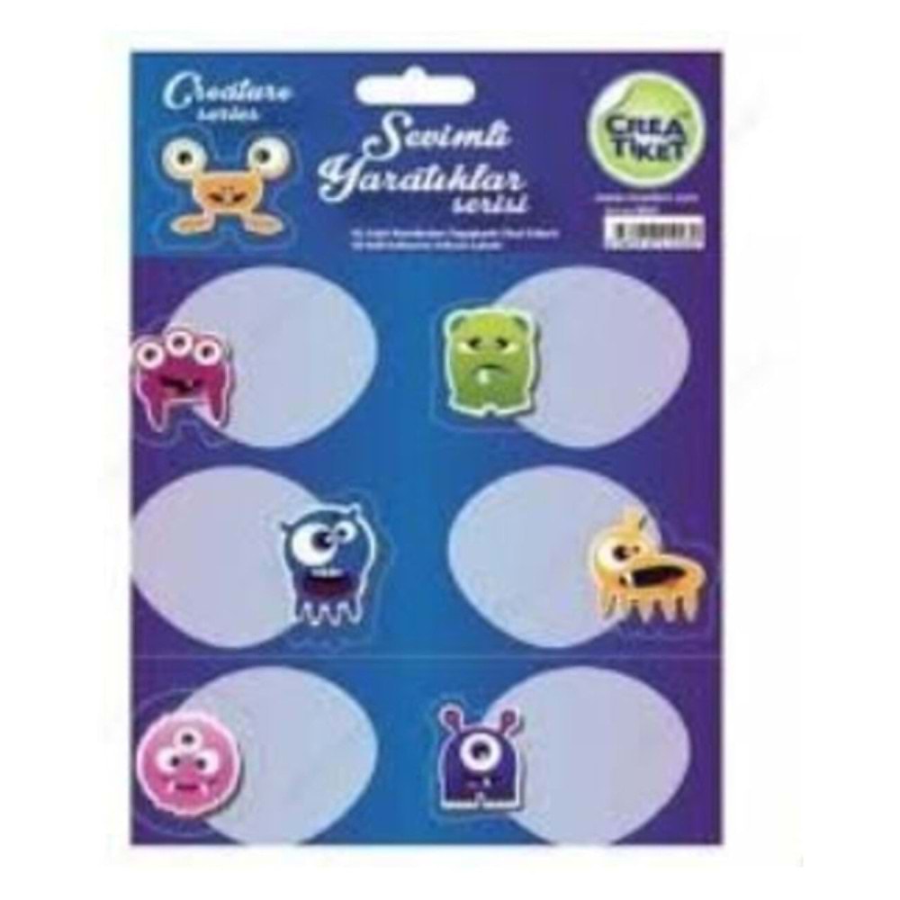 Creaworld Tiket Okul Etiketi Sevimli Yaratıklar 3 LÜ 1003
