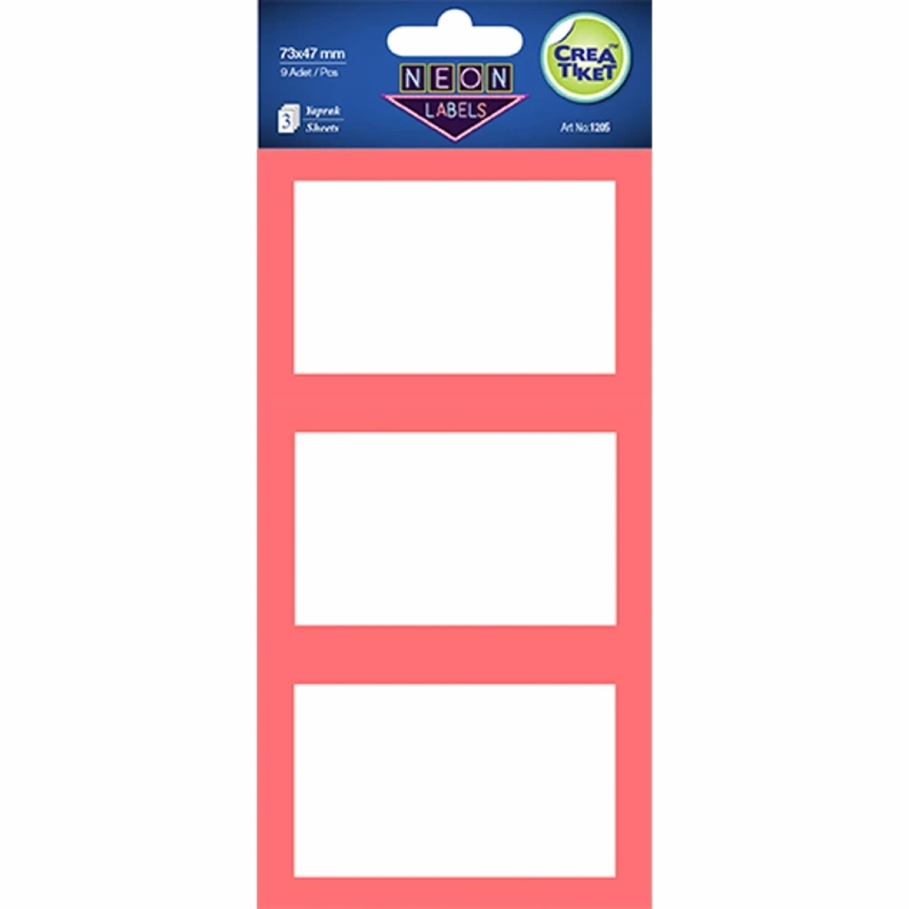 Creaworld Tiket Poşet Etiket Köşeli 9 LU 73x47 MM 1205 Sarı (1 Adet)