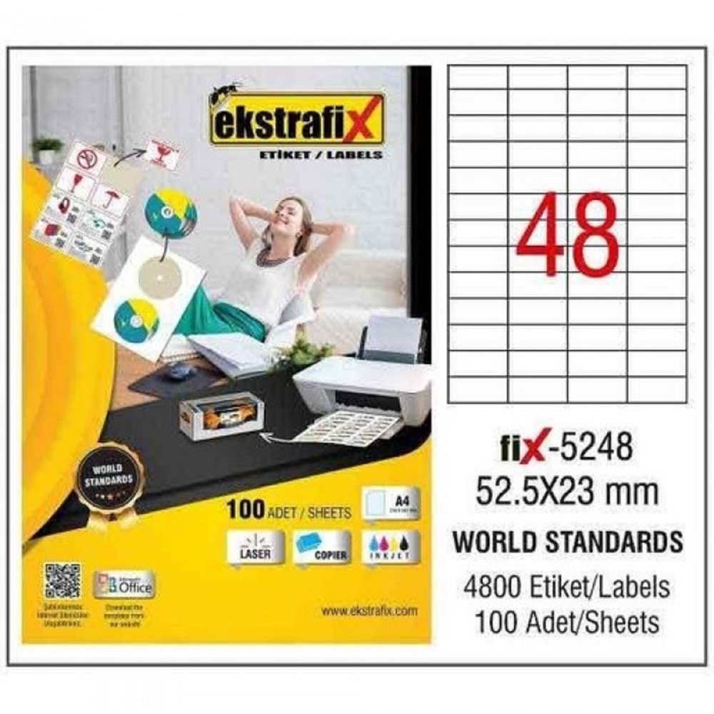 Ekstrafix Laser Etiket 52,5x23 Fix-5248