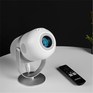 Everest PJ09 Beyaz Mini Taşı 1280-720P 4500 Lüm 150 ANSIL Android 9.0 Ekran Yansıtma HD Projeksiyon