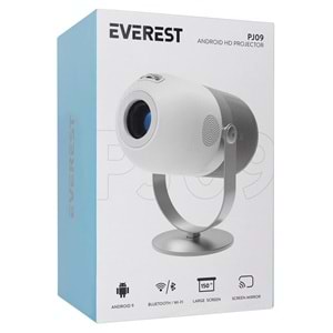 Everest PJ09 Beyaz Mini Taşı 1280-720P 4500 Lüm 150 ANSIL Android 9.0 Ekran Yansıtma HD Projeksiyon