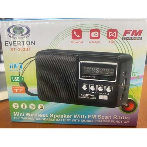 Everton Rt-303Bt Fm-Usb-Tf Şarjlı Dijital Göstergeli Radyo