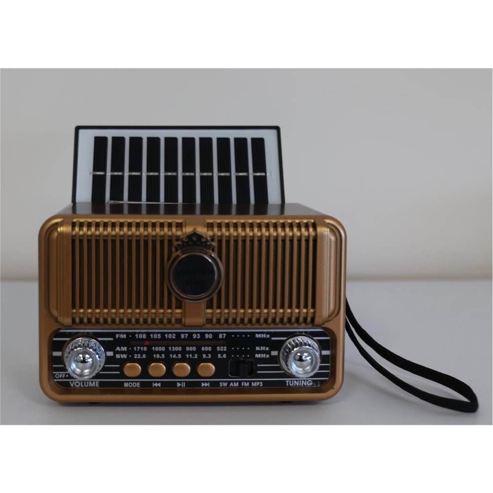 Everton Rt-660 Bluetooth Fm-Usb-Tf-Aux Şarjlı Nostaljik Radyo Solar (Güneş Panelli)