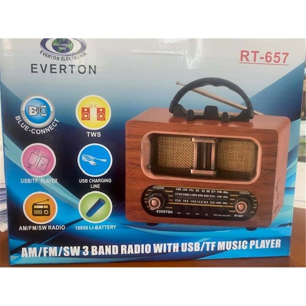 Everton Rt-657 Bluetooth Fm-Usb-Tf-Aux Şarjlı Nostaljik Radyo