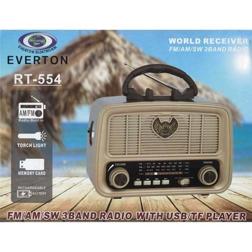 Everton Rt-554 Bluetooth Fm-Usb-Tf-Aux Şarjlı Nostaljik Radyo