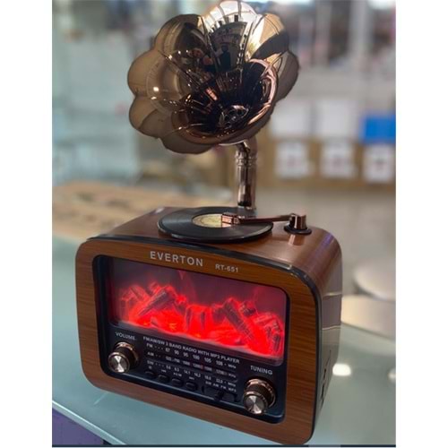 Everton Rt-651 -Usb-Tf-Am-Fm-Sw-Blue-Connect-Tws-Usb Şarj Nostaljik Radyo Alev Işıklı