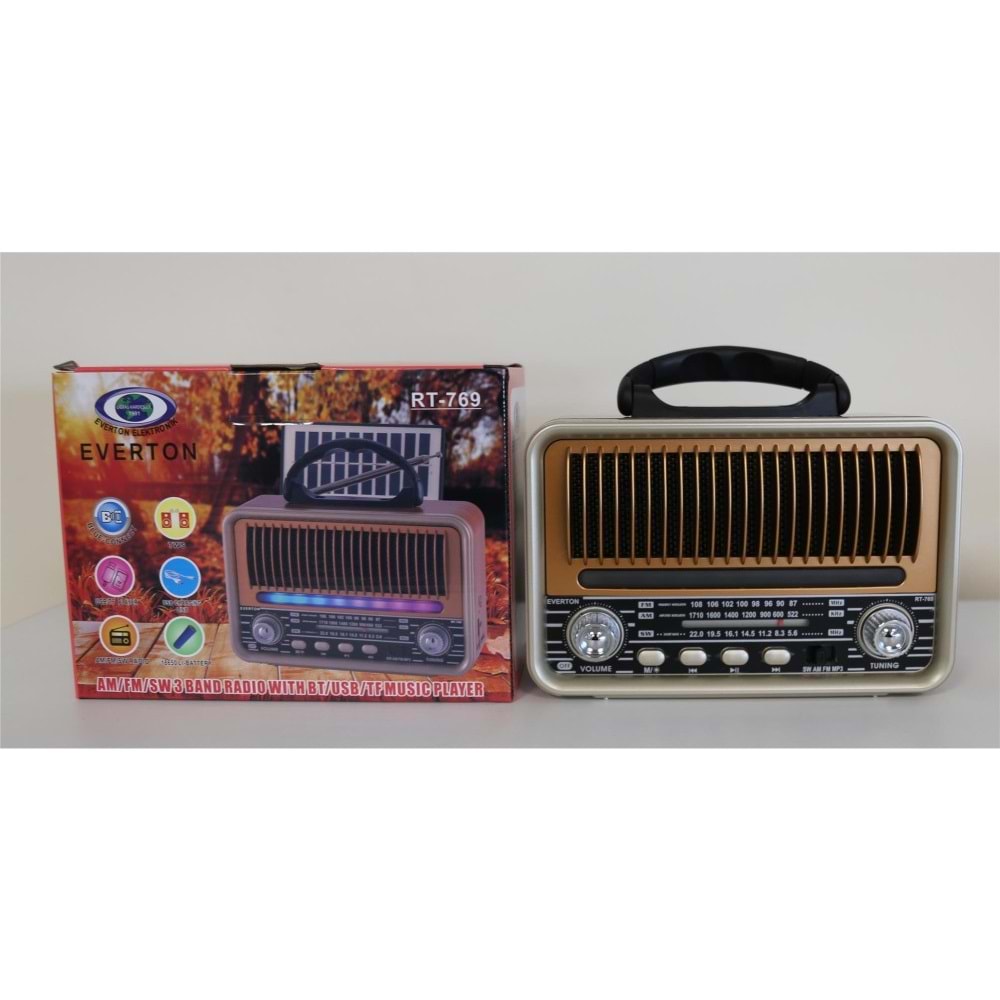Everton Rt-769 Bluetooth Fm-Usb-Tf-Aux Şarjlı Nostaljik Radyo