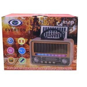 Everton Rt-769 Bluetooth Fm-Usb-Tf-Aux Şarjlı Nostaljik Radyo