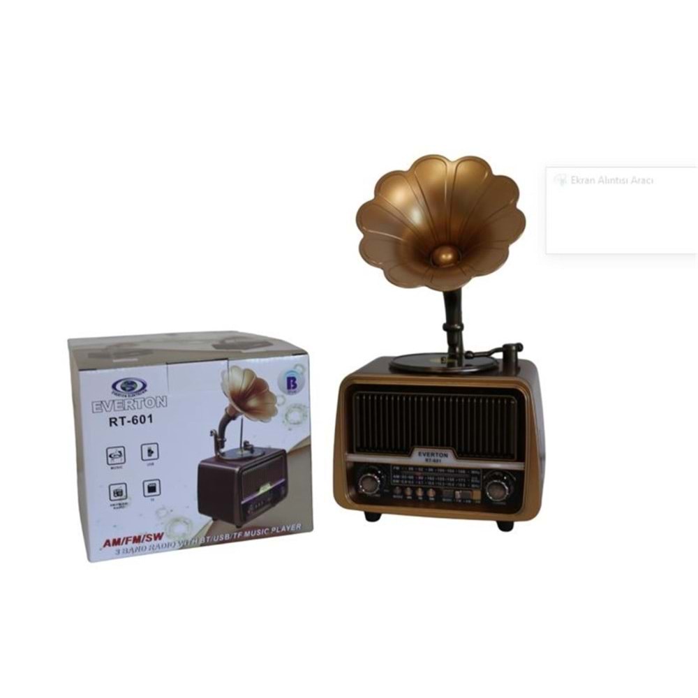 Everton Rt-601 Gramafonlu Bluetooth Fm-Usb-Tf-Aux Şarjlı Nostaljik Radyo