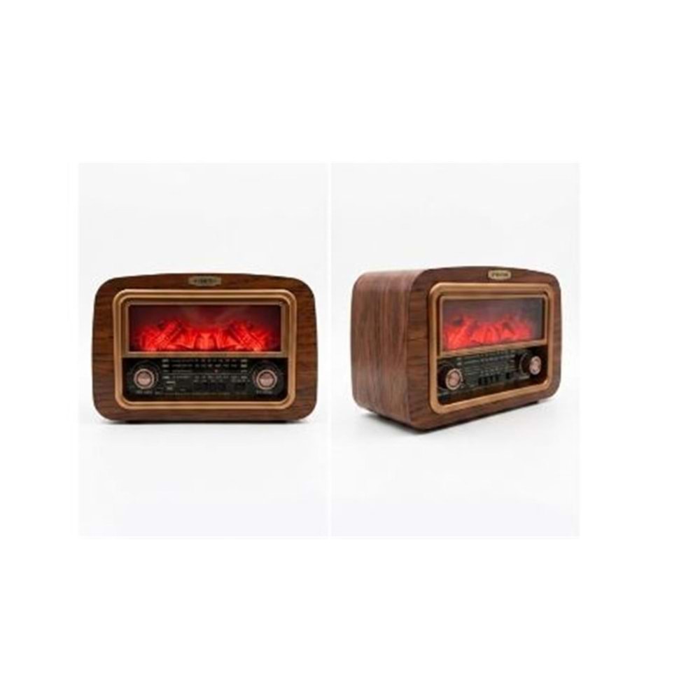 Everton Rt-742 Şömine Göstergeli Bluetooth Fm-Usb-Tf-Aux Şarjlı Nostaljik Radyo