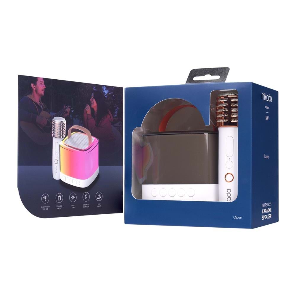 Mikado MD-27BT Naos Krem USB+TF+Bluetooth Wireless Karaoke Mikrofonlu 5W 800mAh Taşınabilir Speaker