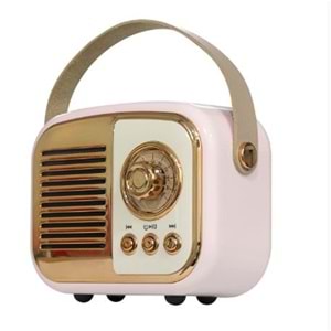 Mikado MD-24BT Echoes 3W 800mAh Pembe Usb+TF Kart+Bluetooth Destekli Klasik Retro Müzik Kutusu