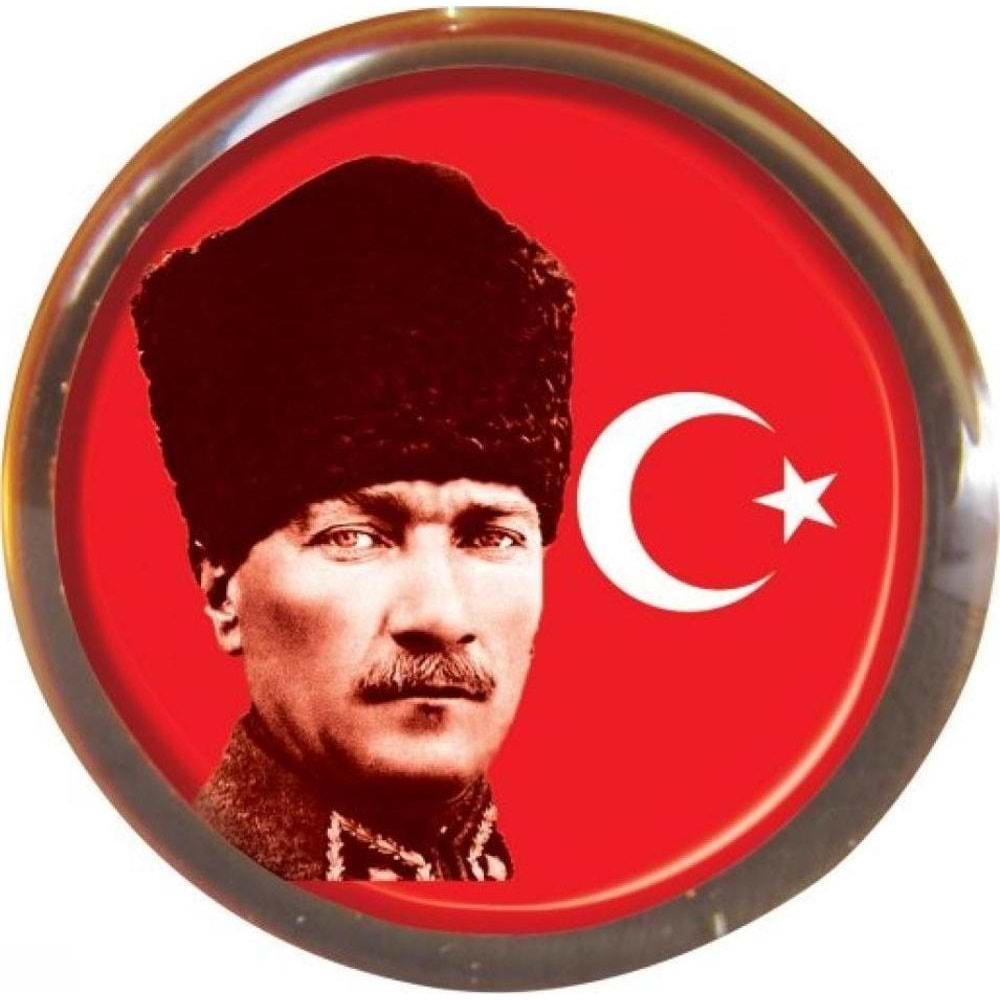 Vatan Rozet Atalı Kalpaklı Bayrak Yuvarlak VT613 (1 Adet)