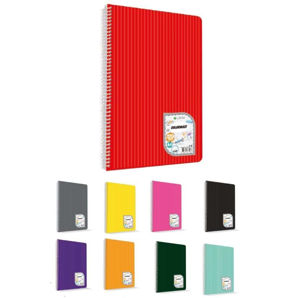 Çınar Colormaxi Spiralli Defter Plastik Kapak Kareli 120 YP A4 120/4 73008