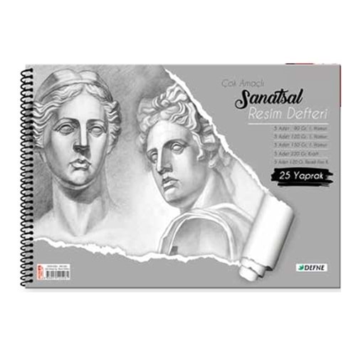 Defne Resim Defteri Çok Amaçlı Spiralli Karton Kapak 38x48 DFN-5061 (1 Adet)