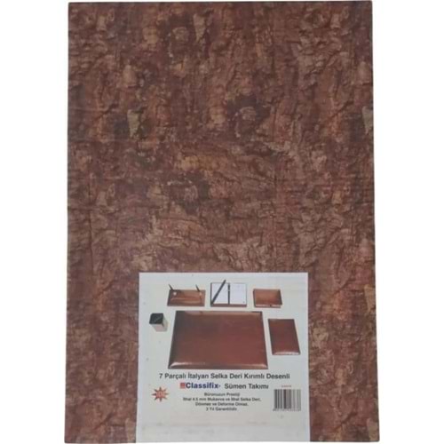 Classifix Sümen Takımı 7 Parça İtalyan Selka Deri Kırımlı Desenli Kahve