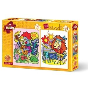 Art Puzzle 12+24 Parça Müzisyen Hayvanlar 4490