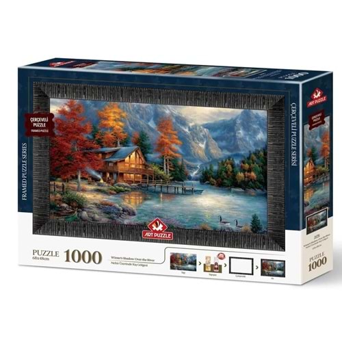 Art Puzzle 1000 Parça Nehir Üzerinde Kış Gölgesi Çerçeveli 5696