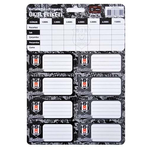 Tmn Okul Etiketi Beşiktaş Ders Programlı 3 Yaprak 463644 (1 Adet)
