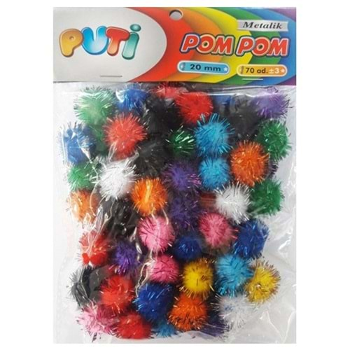 Puti Pom Pom Karışık Metalik 10mm-20mm-30mm