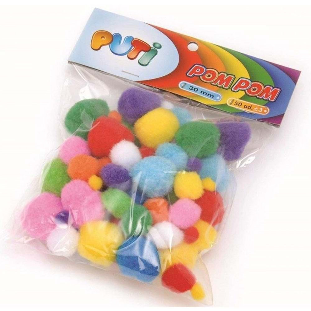 Puti Pom Pom Karışık 10-20-30 MM 00251