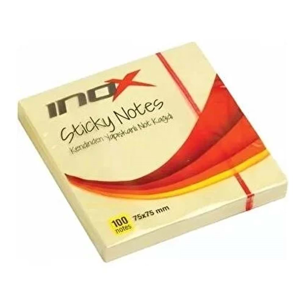 Inox Yapışkanlı Not Kağıdı Şeffaf 75x75 Sarı 09643 (1 Adet)