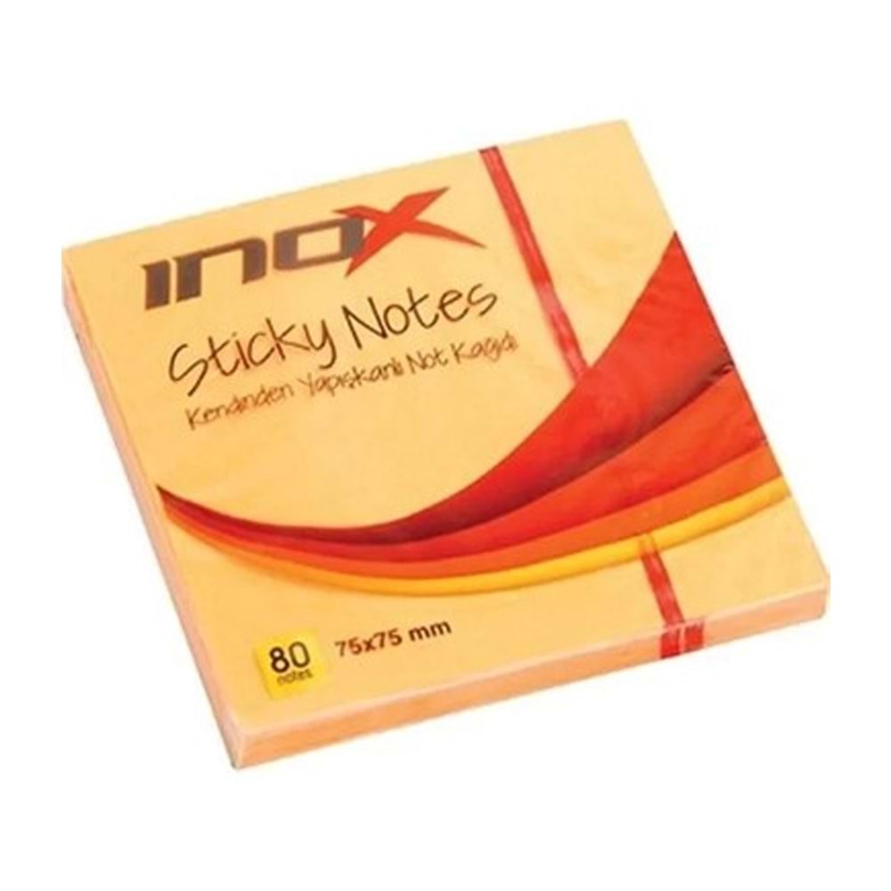 Inox Yapışkanlı Not Kağıdı Şeffaf 75x75 Turuncu 09650 (1 Adet)