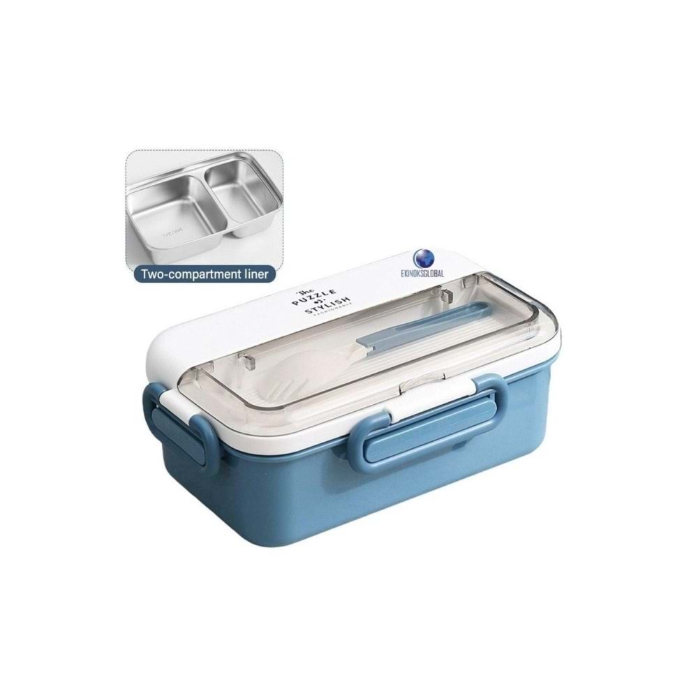 Vagonlife Beslenme Kutusu Lunch Box Paslanmaz Çelik 2 Bölmeli 900 ML Xc-588