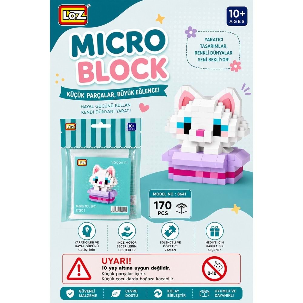 Loz Blok Oyuncak Kedi 170 Parça Mini Poşet Lz-8641