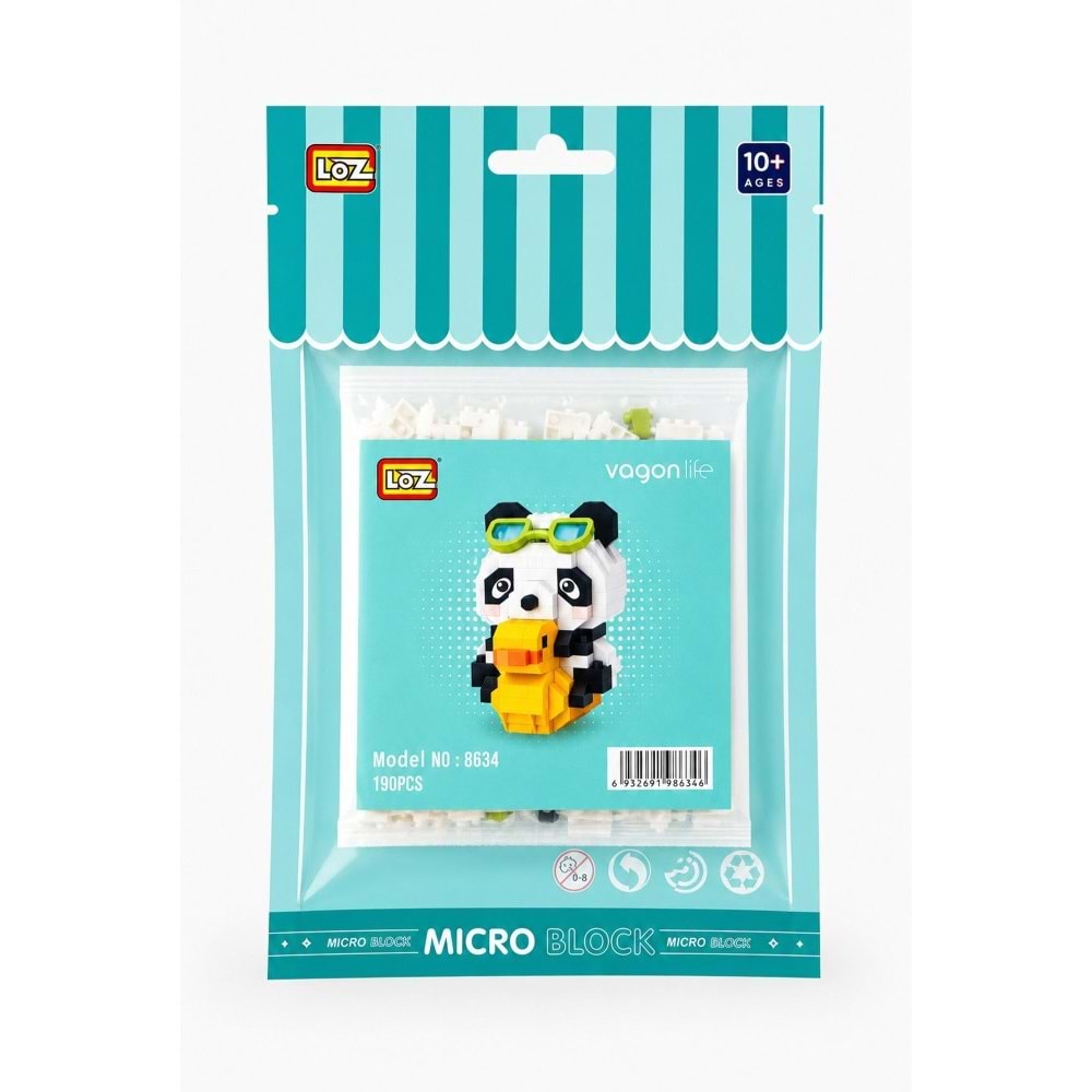 Loz Blok Oyuncak Ördekli Panda 190 Parça Mini Poş Lz-8634