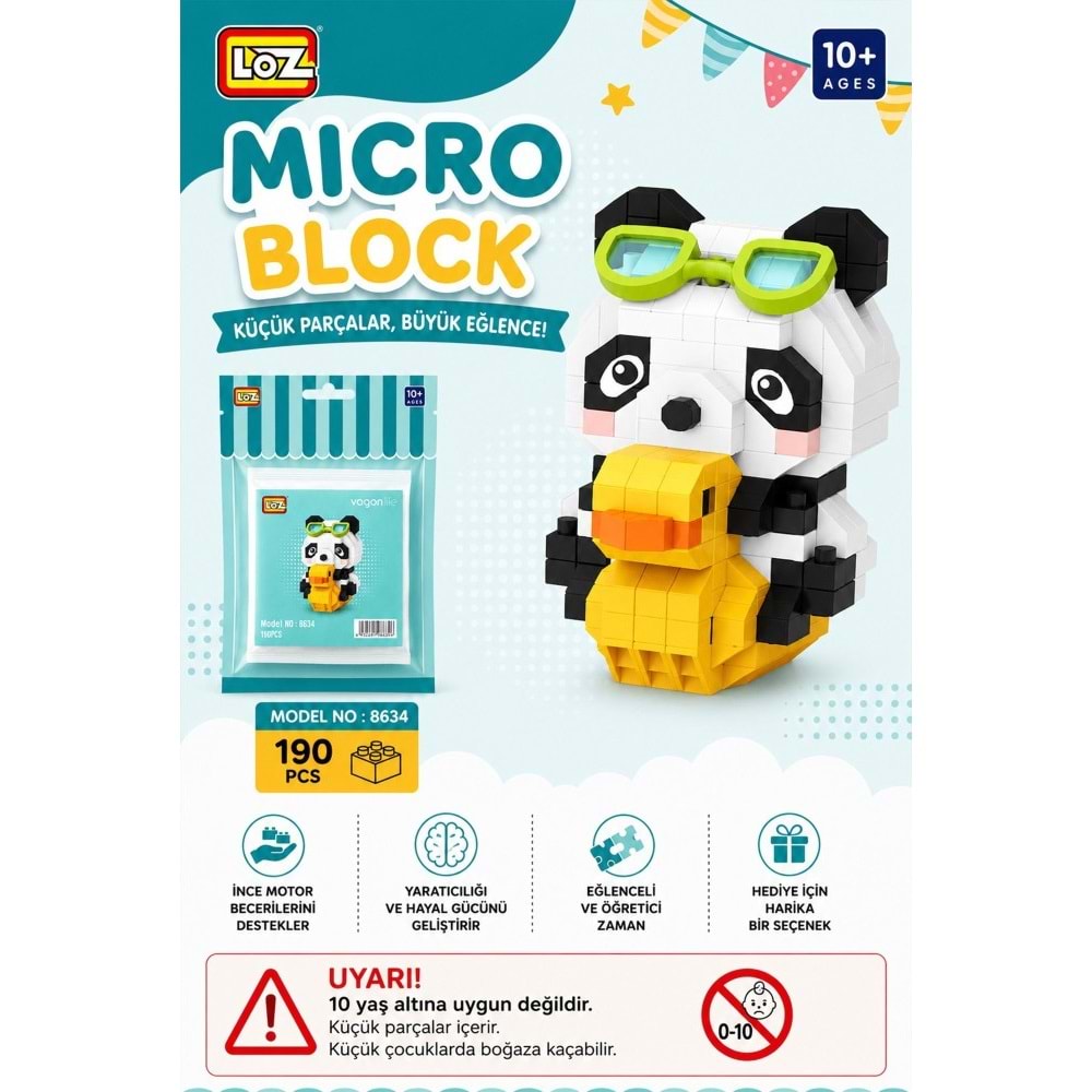 Loz Blok Oyuncak Ördekli Panda 190 Parça Mini Poş Lz-8634