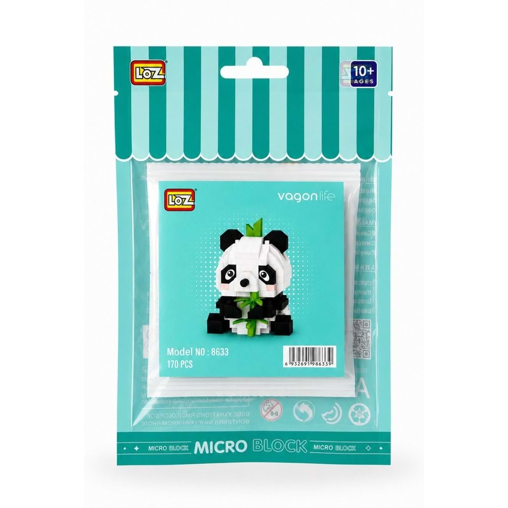 Loz Blok Oyuncak Panda 170 Parça Mini Poşet Lz-8633