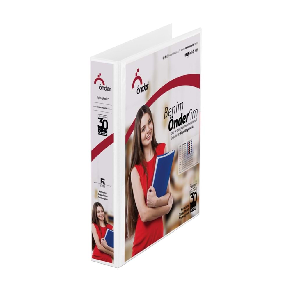 Önder Sunum Klasörü 2 Halkalı 30 MM A4 Beyaz 2003-5