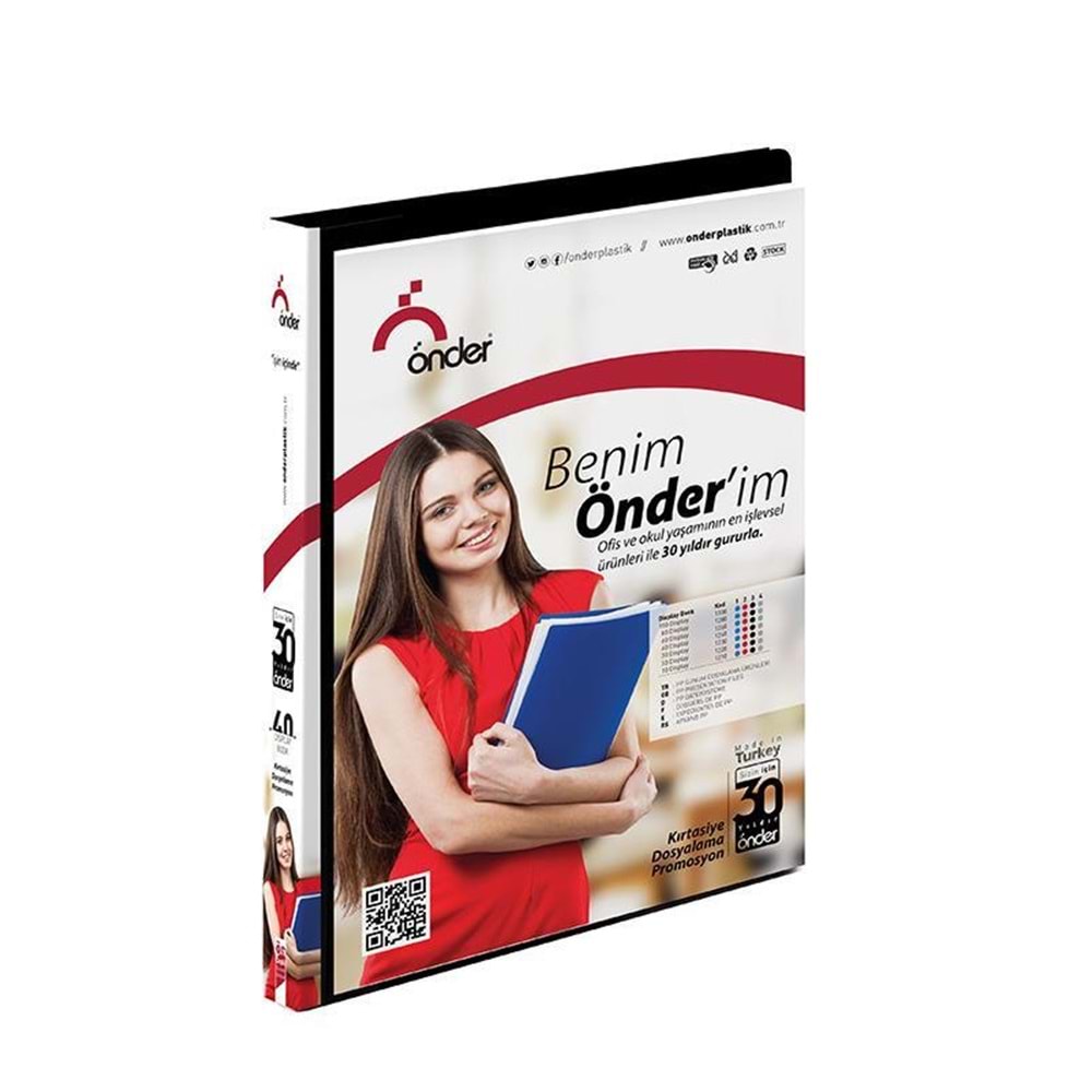 Önder Katalog (Sunum) Dosyası Ön Cepli PP 60 Lı Siyah 1260-3