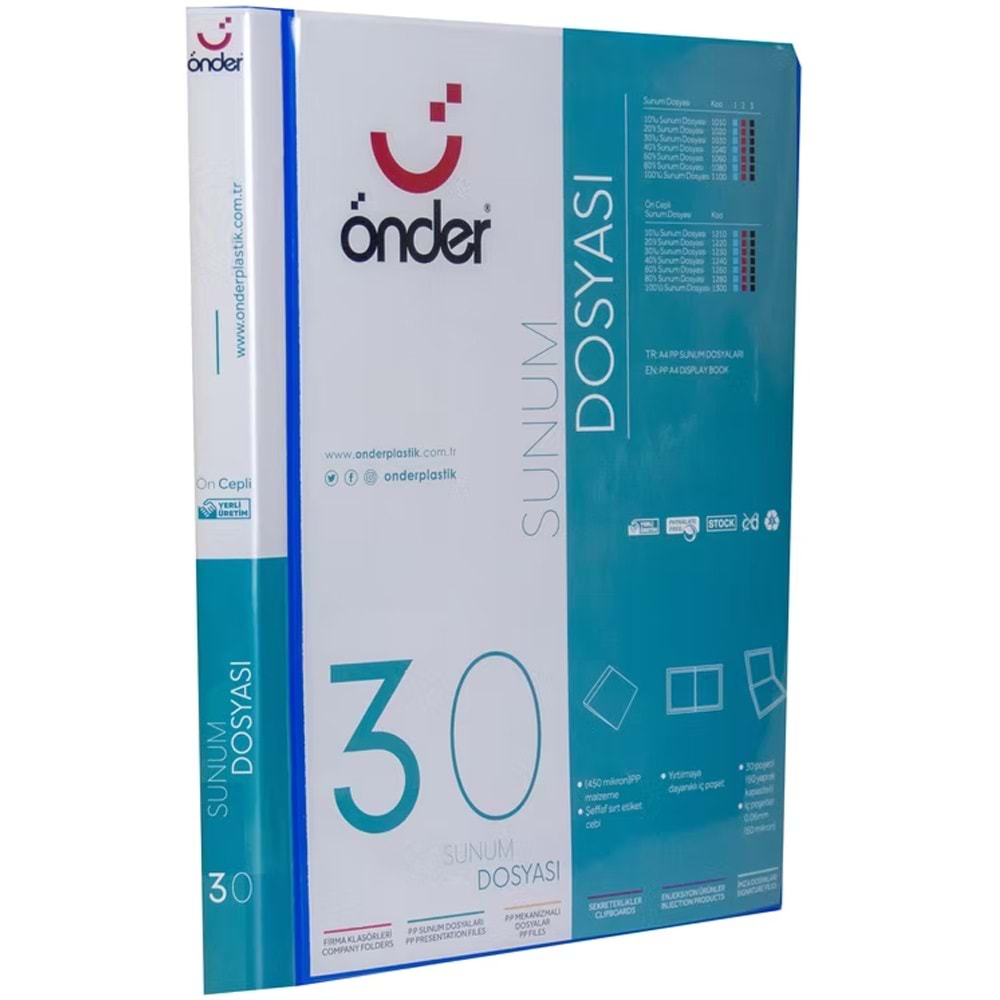 Önder Katalog (Sunum) Dosyası PP Ön Cepli 30 Lu Mavi 1230-1