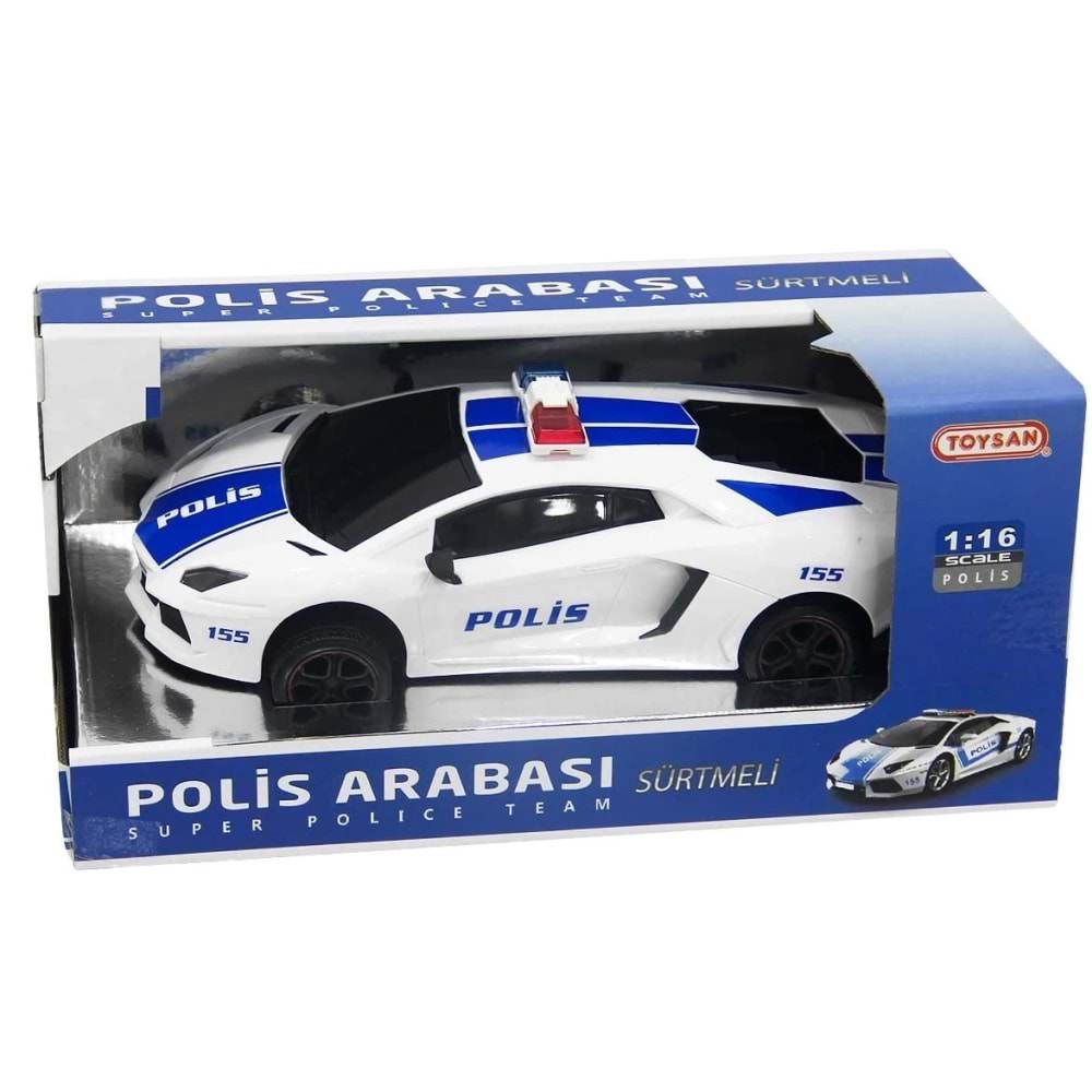 Toysan Oyuncak Sürtmeli Polis Arabası 1:16 Police Car