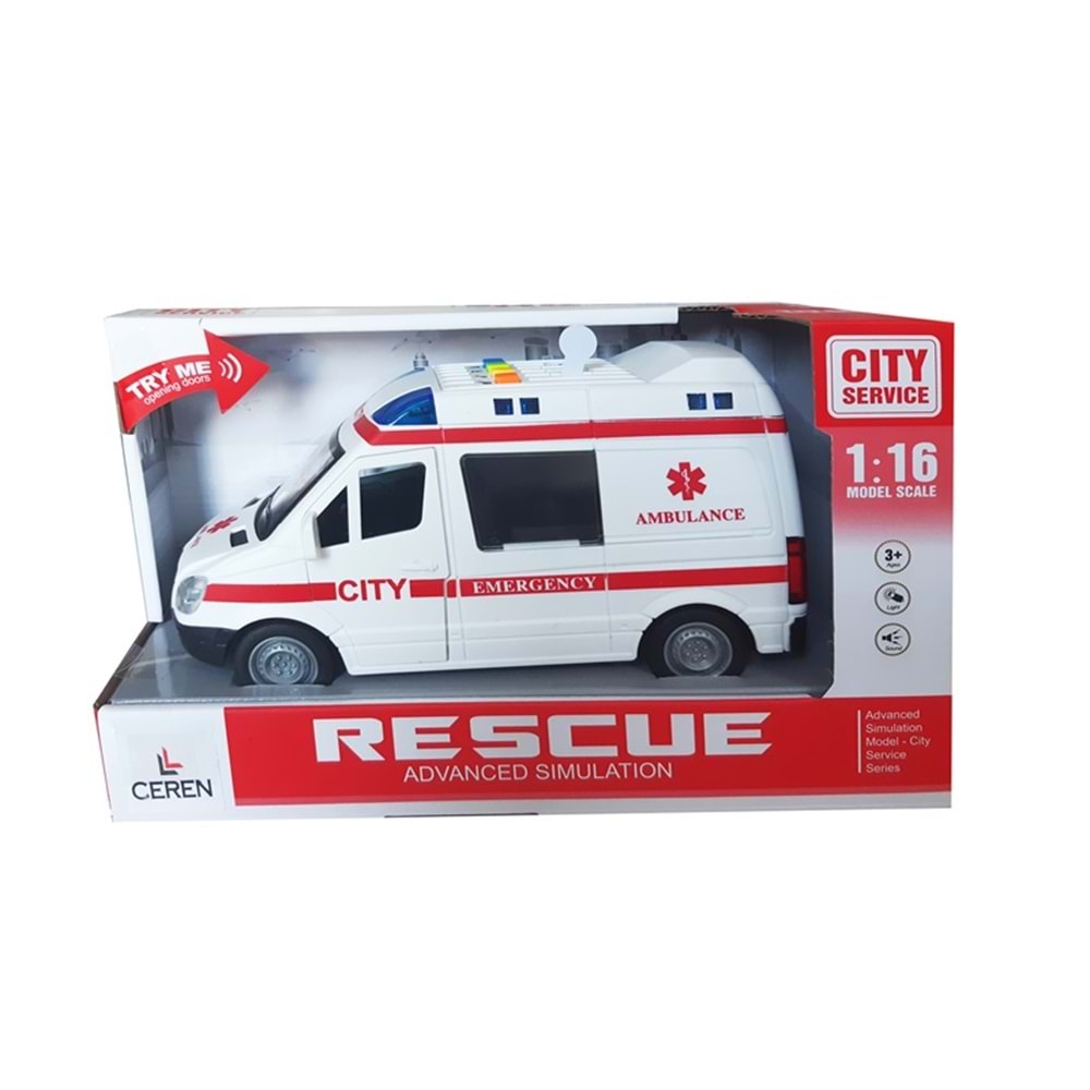 Ctoy Oyuncak Işıklı Ve Sesli Sürtmeli Polis Minibüsü 1:16