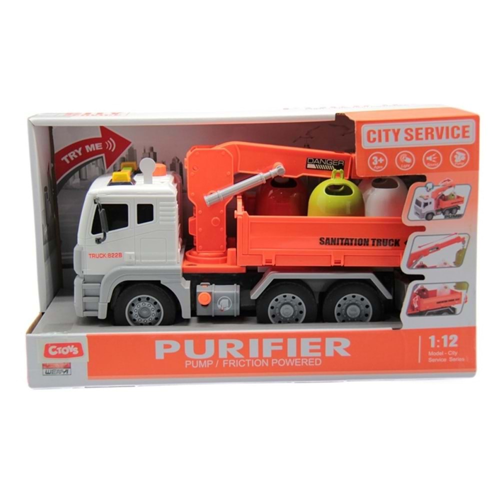 Ctoy Oyuncak Sesli Ve Pilli Vinçli Çöp Taşıyıcı