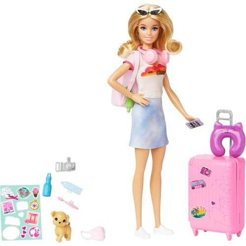 Barbie Seyahatte Bebeği ve Aksesuarları HJY18