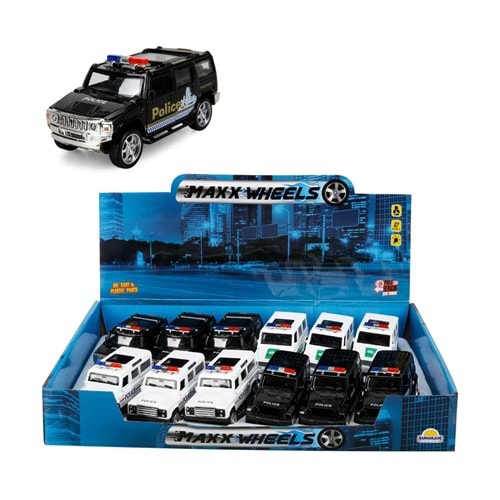 Sunman Oyuncak Maxx Wheels Işıklı Polis Jeep Model Arabalar 12 Cm (1 Adet)