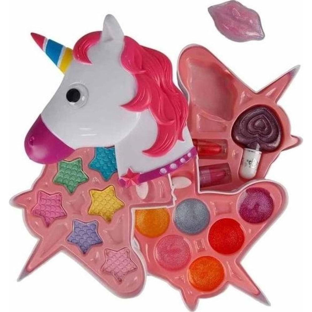 Sunman Oyuncak Unicorn Şekilli 3 Katlı Makyaj Güzellik Seti